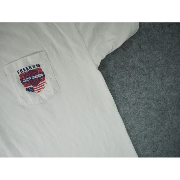 Harley Davidson Shirt Mens XL White Central Olathe Kansas White Pocket Crew Neck - Picture 7 of 14